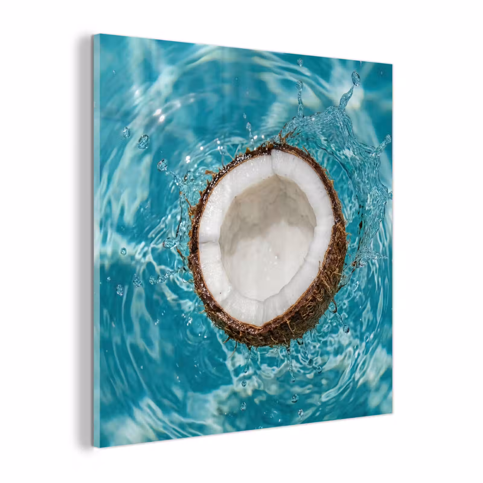 Glas schilderij - Kokosnoot - Water - Wit — 1
