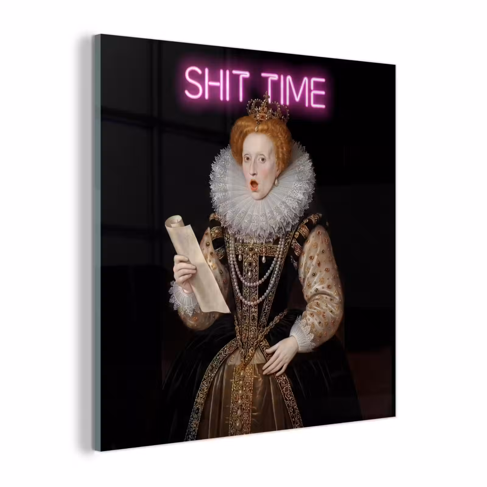 Glas schilderij - Portret - Humor - Neon — 1