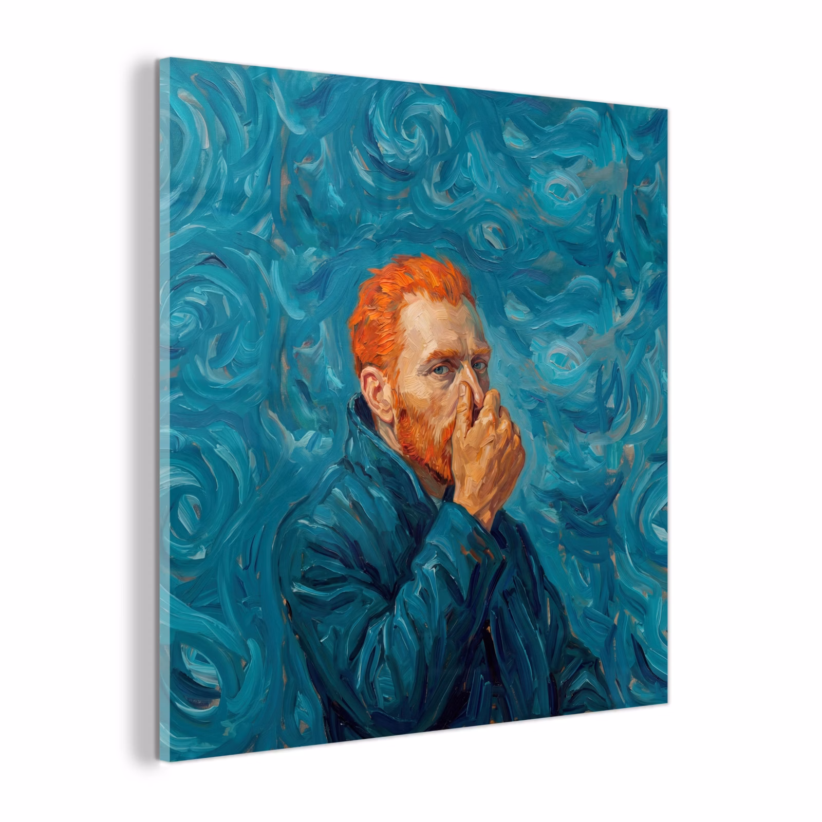 Glas schilderij - Portret - Klassiek - Blauw — 1