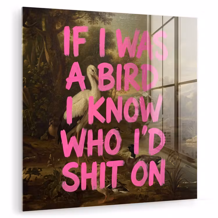 Glas schilderij - Klassiek - Humor - Roze — 3