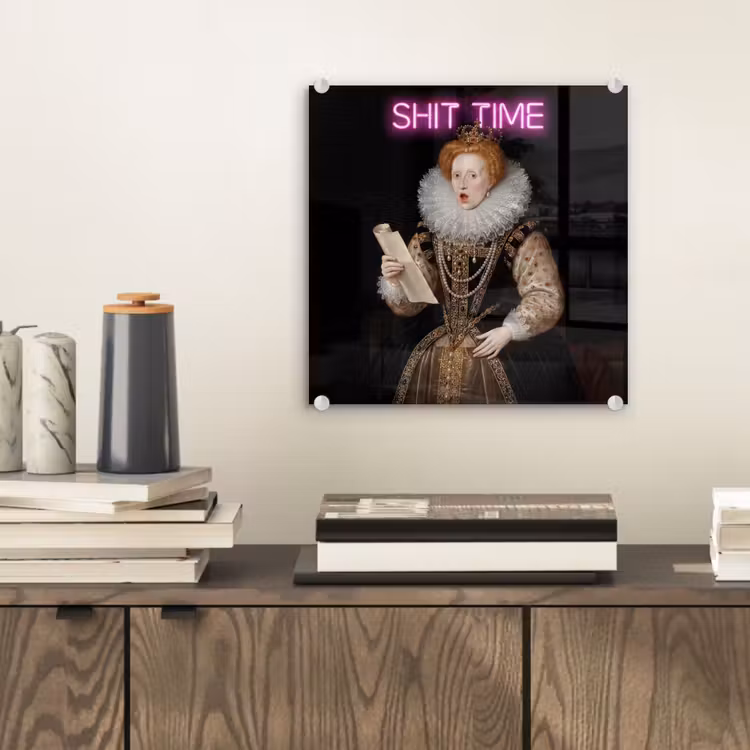 Glas schilderij - Portret - Humor - Neon — 2