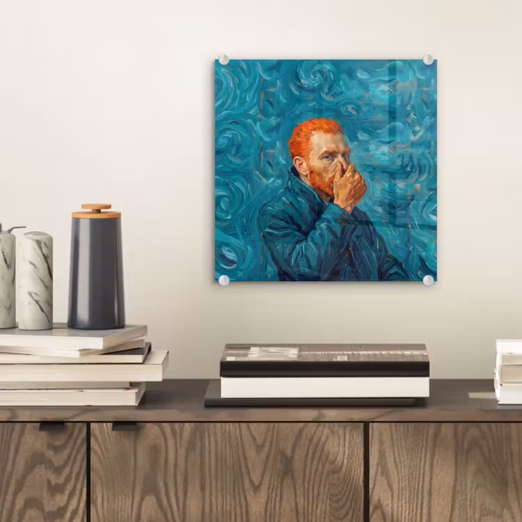 Glas schilderij - Portret - Klassiek - Blauw — 2