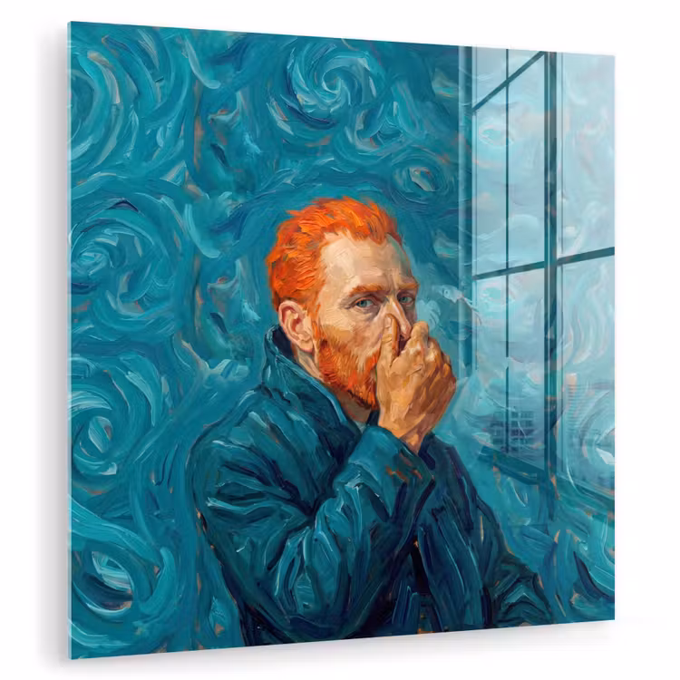 Glas schilderij - Portret - Klassiek - Blauw — 3