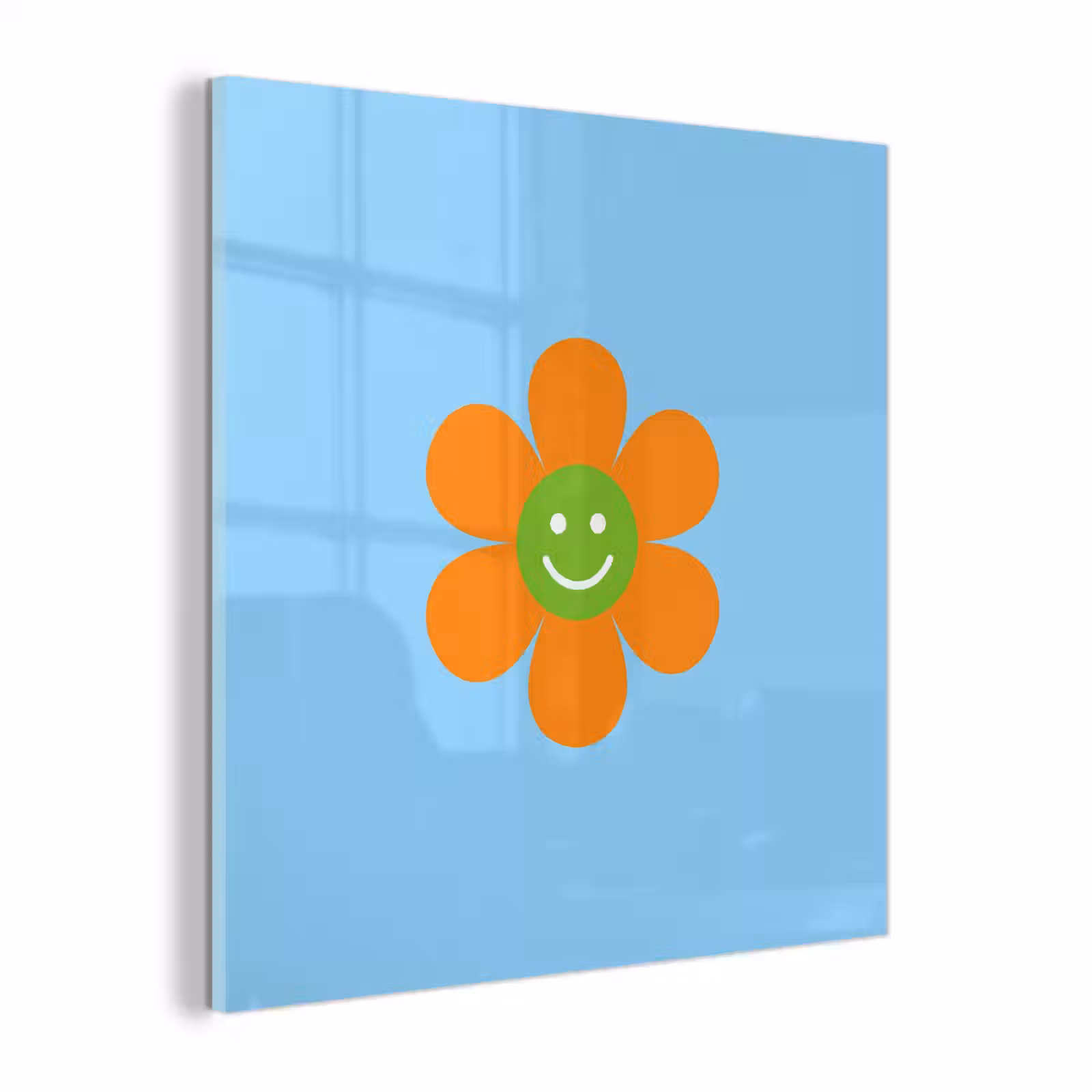 Glas schilderij - Bloem - Smiley - Kleurrijk — 1