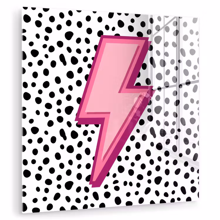 Glas schilderij - Bliksem - Roze - Stippen — 3