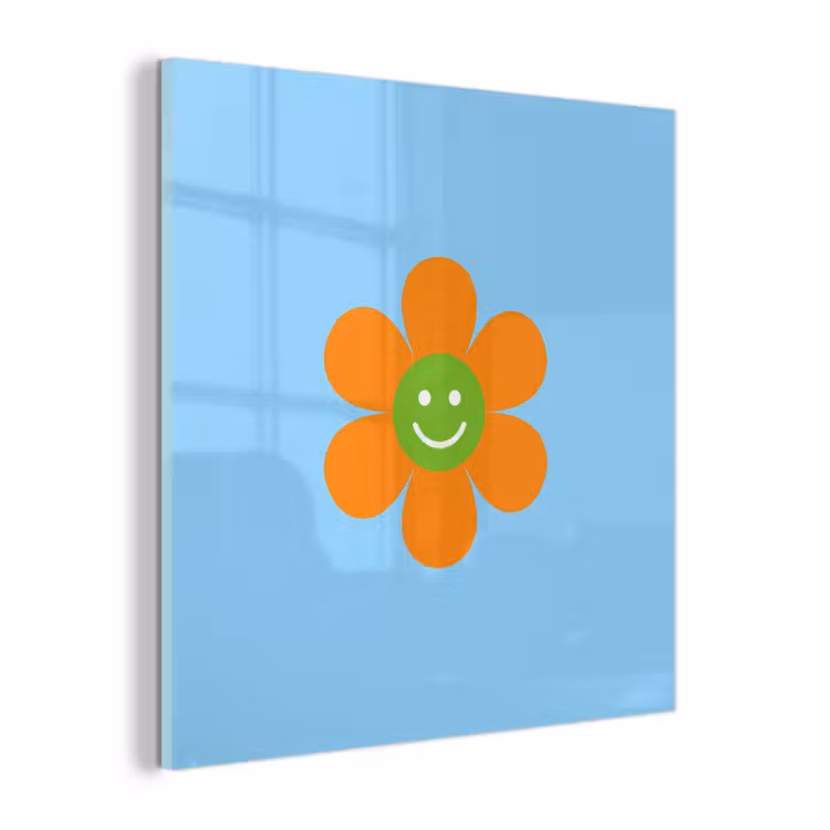 Glas schilderij - Bloem - Smiley - Kleurrijk — 1