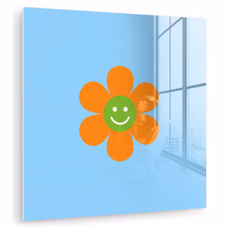 Glas schilderij - Bloem - Smiley - Kleurrijk — 3