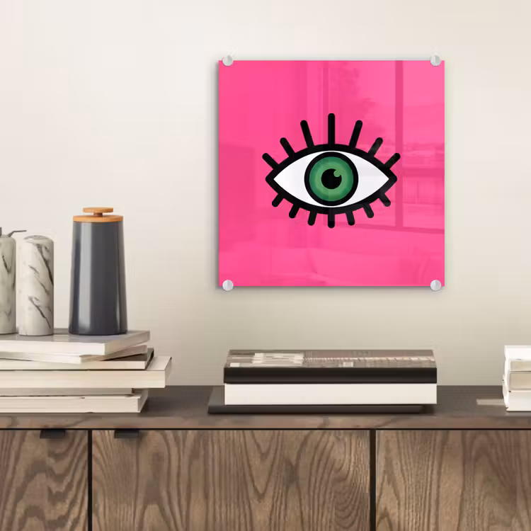 Glas schilderij - Minimalistisch - Oog - Roze — 2