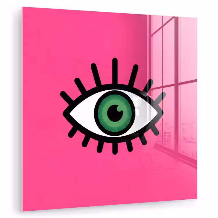 Glas schilderij - Minimalistisch - Oog - Roze — 3