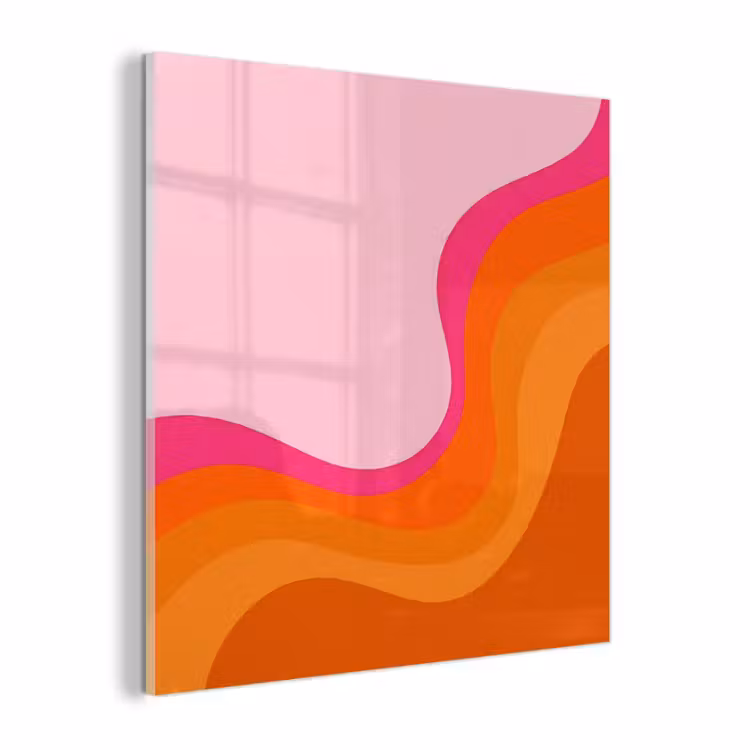 Glas schilderij - Retro - Waves - Kleurrijk — 1