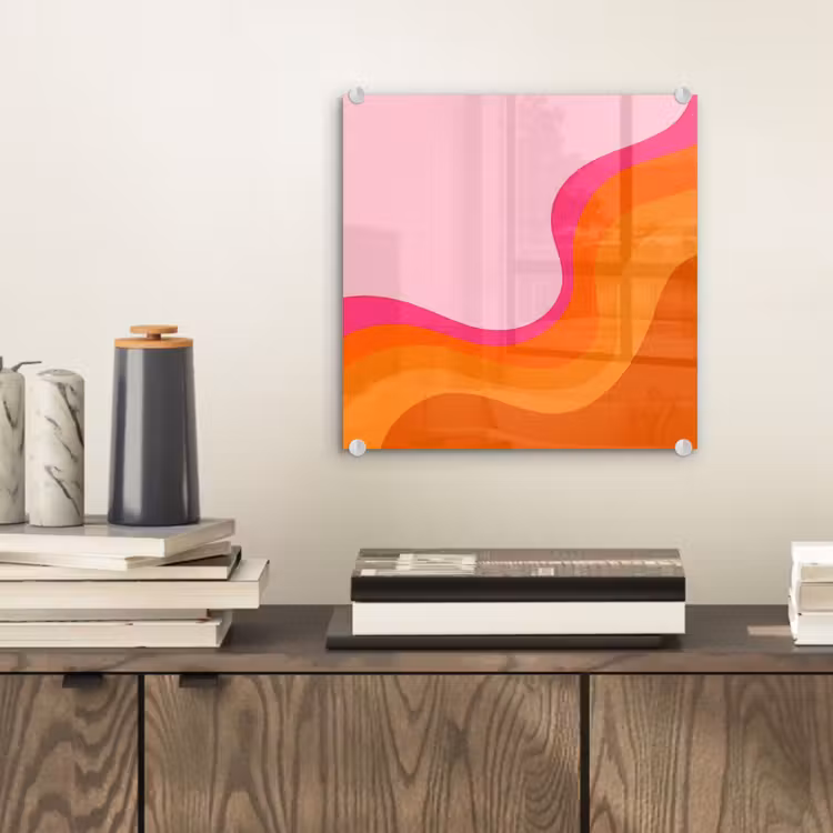 Glas schilderij - Retro - Waves - Kleurrijk — 2