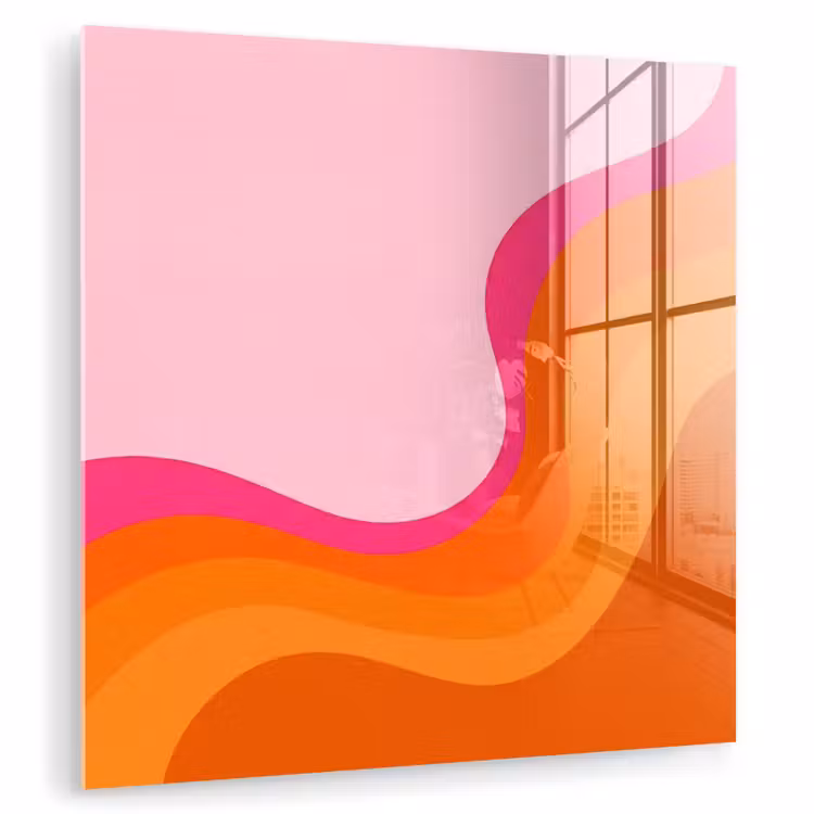 Glas schilderij - Retro - Waves - Kleurrijk — 3
