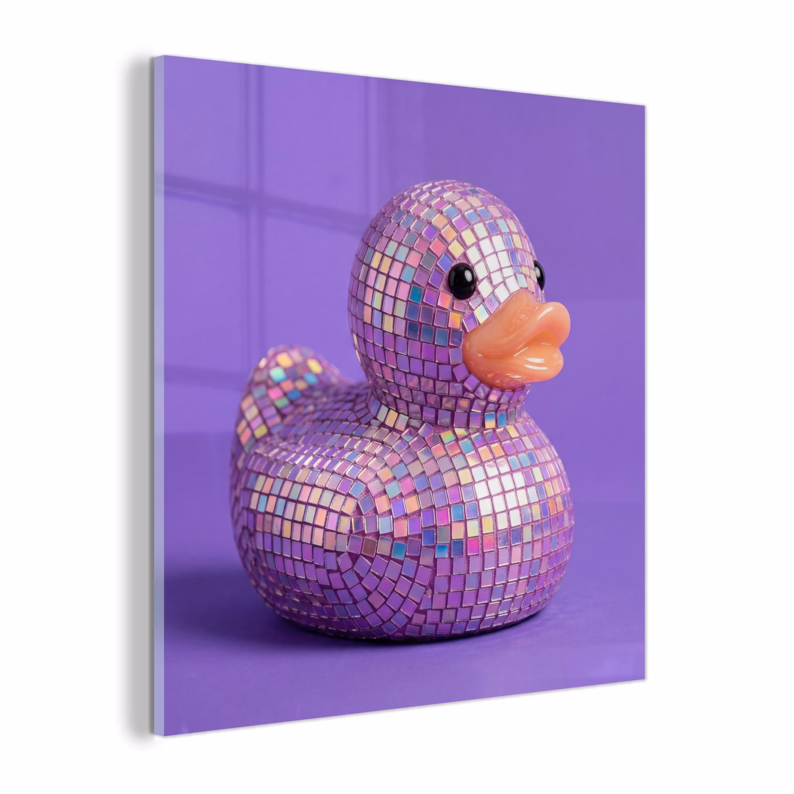Glas schilderij - Disco - Eend - Paars — 1