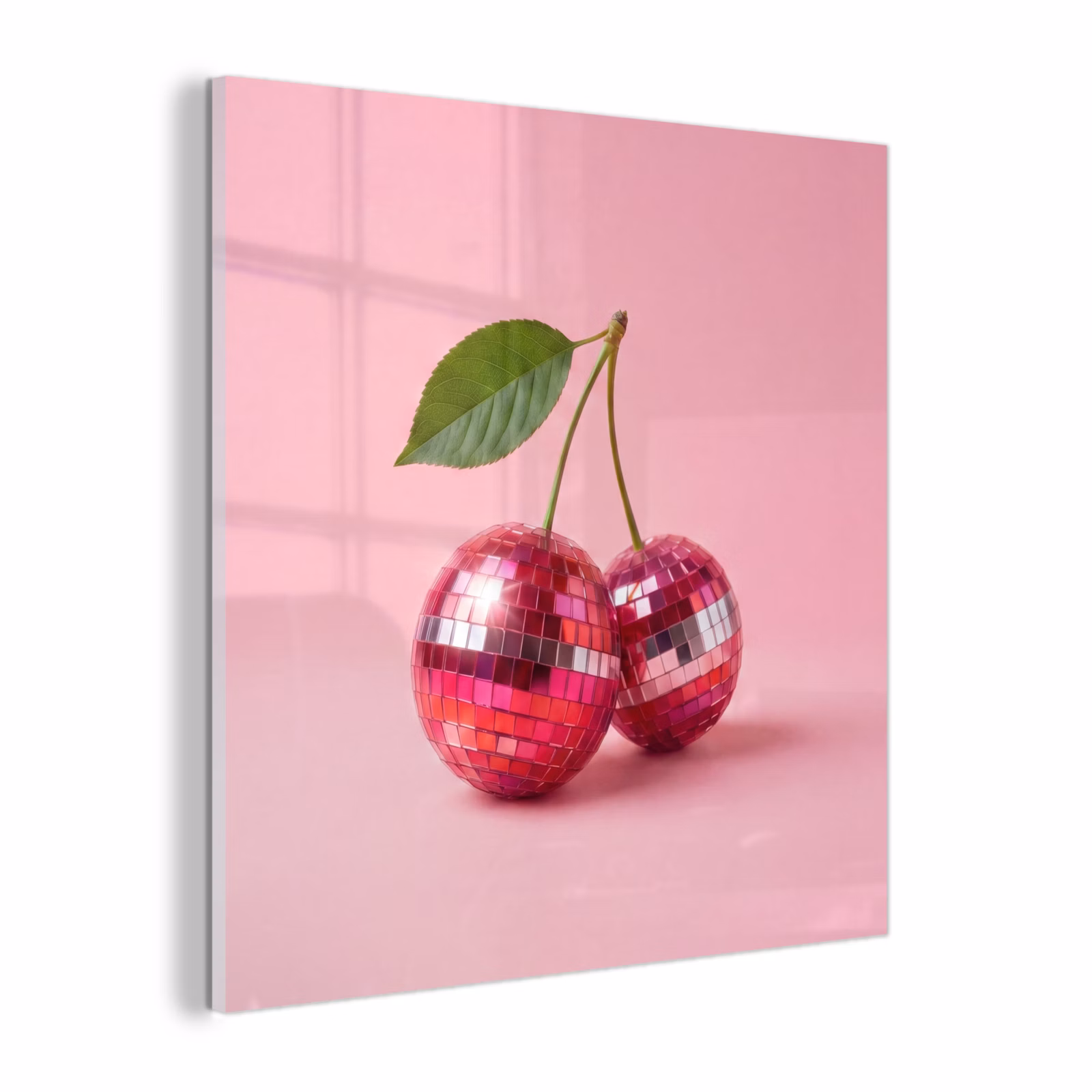 Glas schilderij - Disco - Kersen - Roze — 1