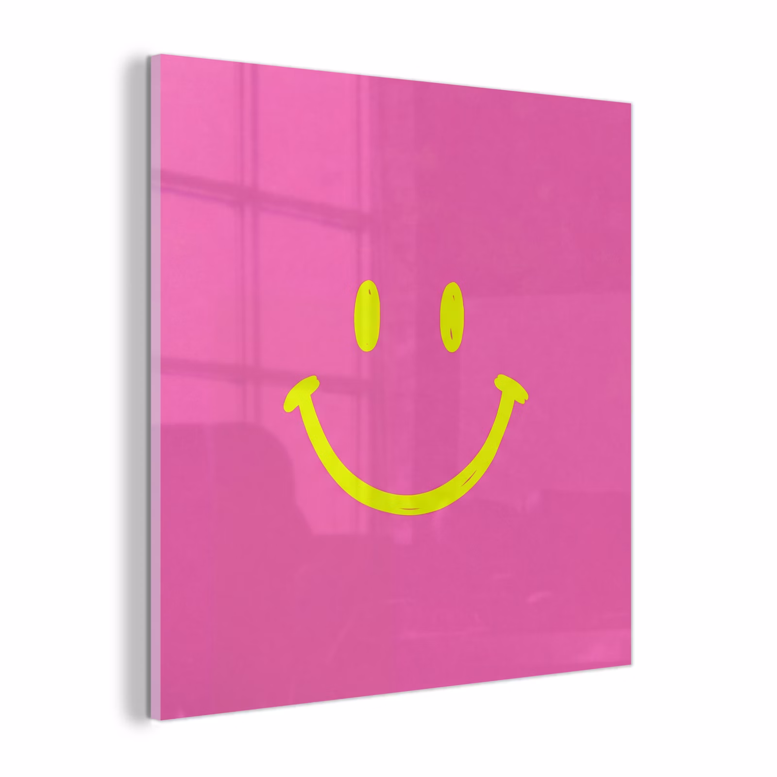 Glas schilderij - Smiley - Vrolijk - Roze — 1