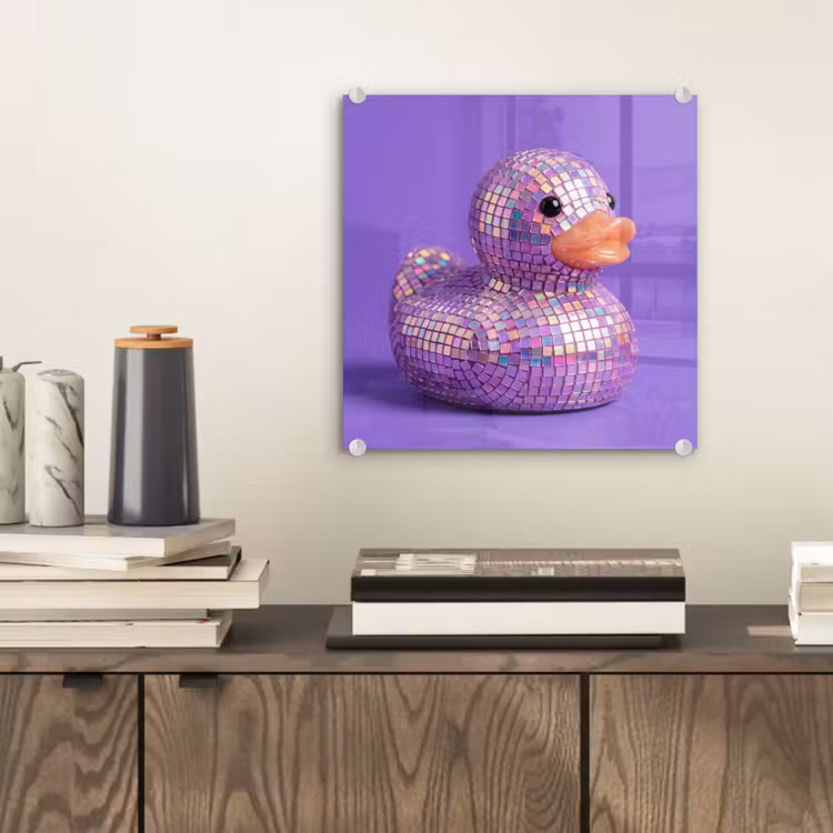 Glas schilderij - Disco - Eend - Paars — 2