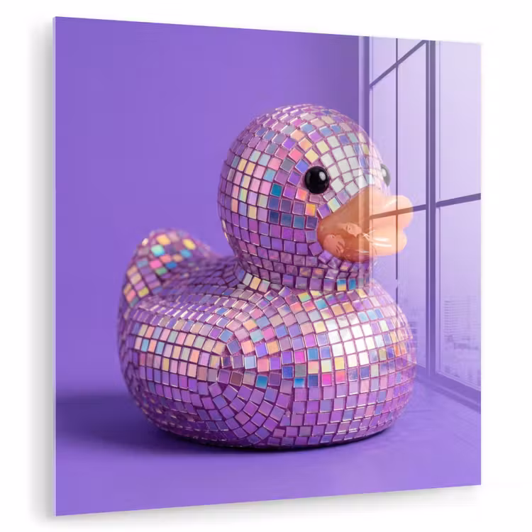 Glas schilderij - Disco - Eend - Paars — 3
