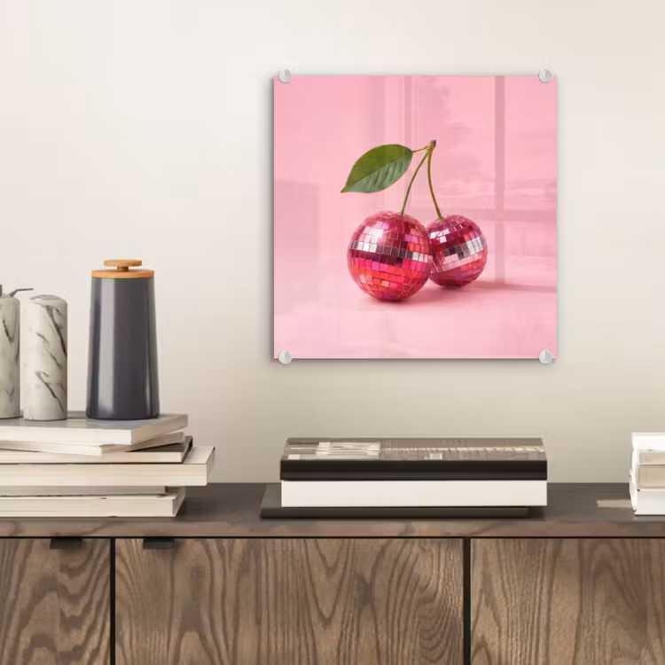 Glas schilderij - Disco - Kersen - Roze — 2