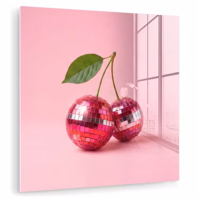 Glas schilderij - Disco - Kersen - Roze — 3