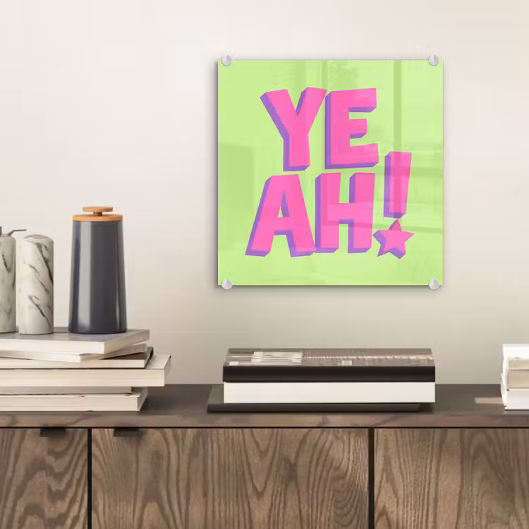 Glas schilderij - Groen - Neon - Quote — 2
