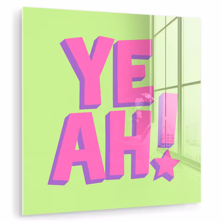 Glas schilderij - Groen - Neon - Quote — 3