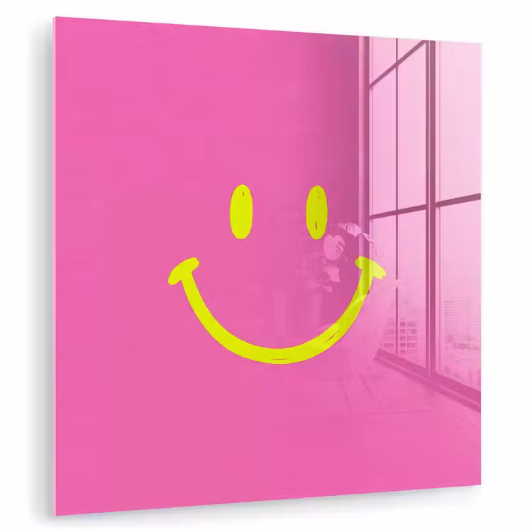 Glas schilderij - Smiley - Vrolijk - Roze — 3