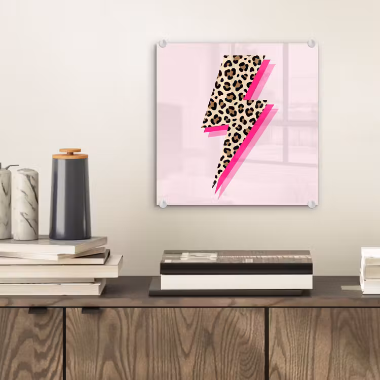 Glas schilderij - Stippen - Roze - Bliksem — 2