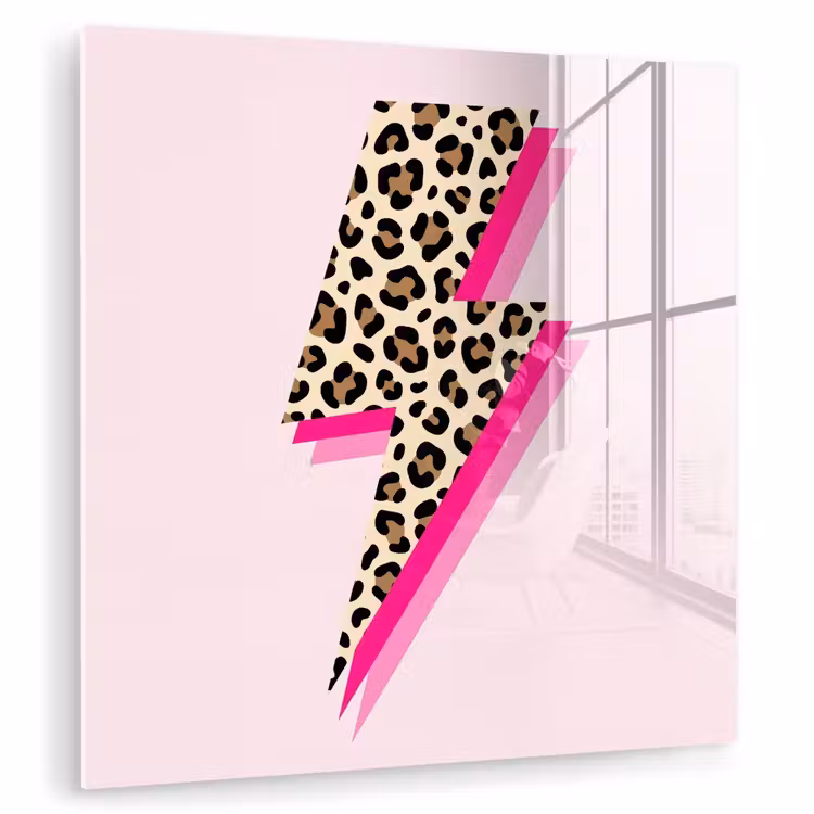 Glas schilderij - Stippen - Roze - Bliksem — 3