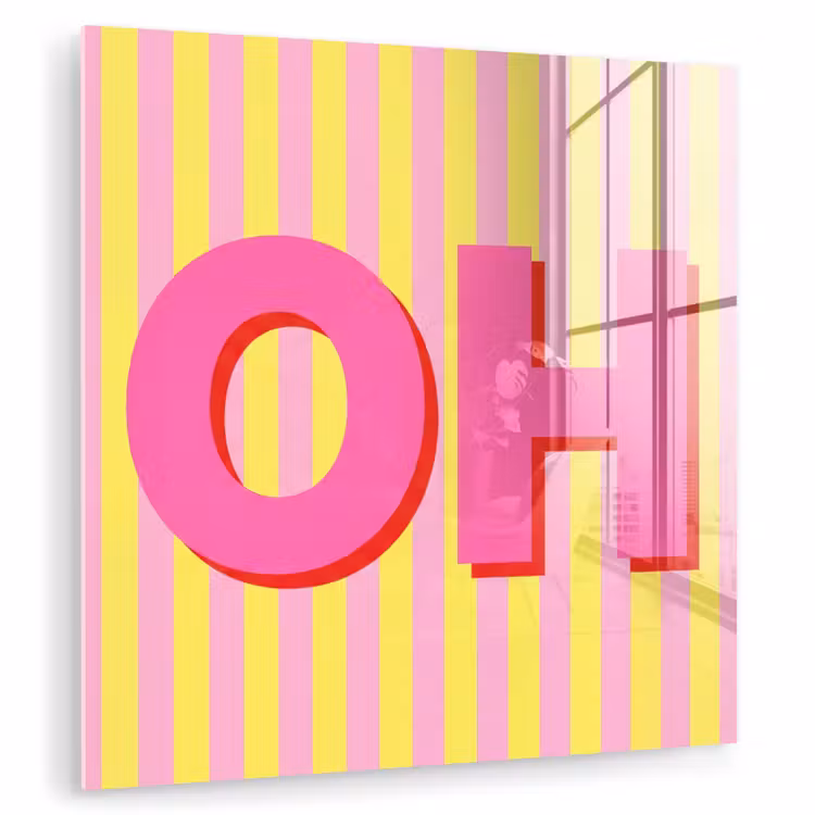 Glas schilderij - Tekst - Strepen - Roze — 3