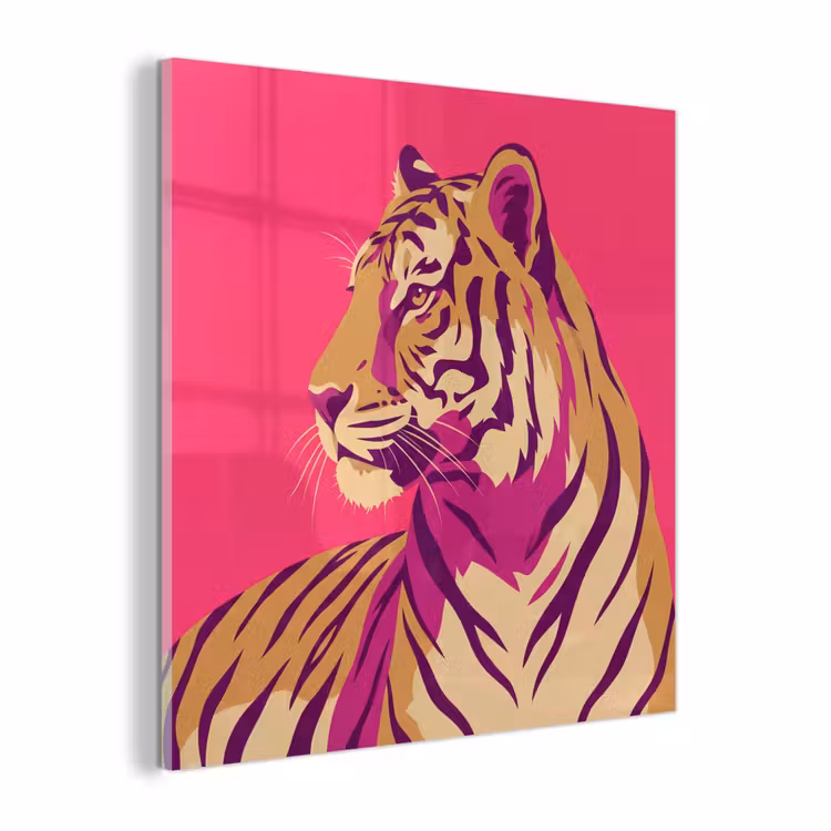 Glas schilderij - Tijger - Modern - Neon — 1