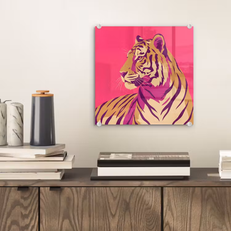 Glas schilderij - Tijger - Modern - Neon — 2