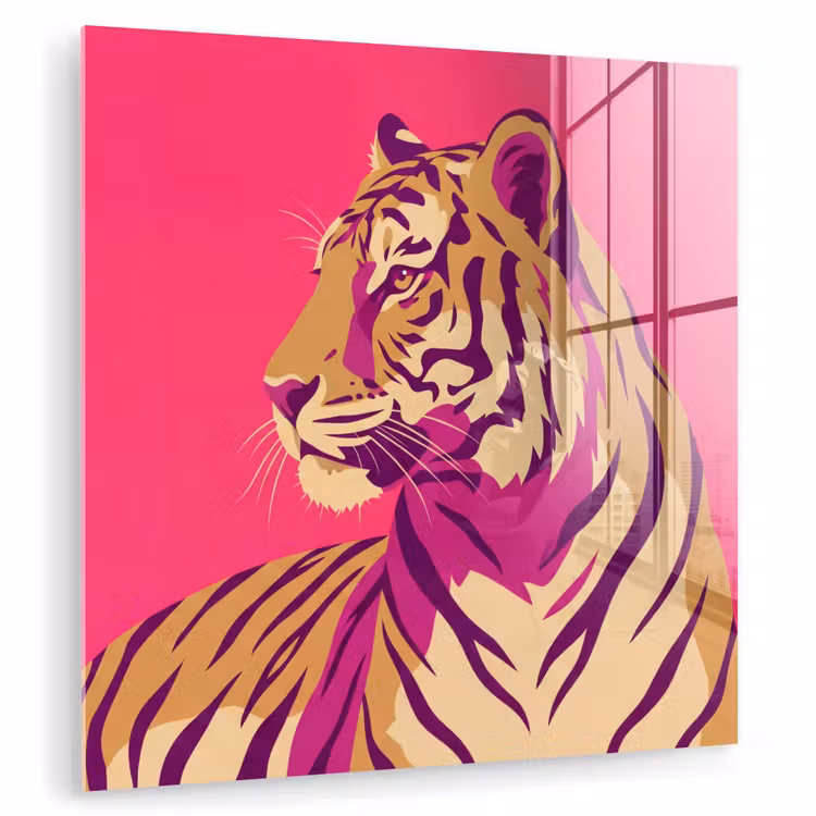 Glas schilderij - Tijger - Modern - Neon — 3