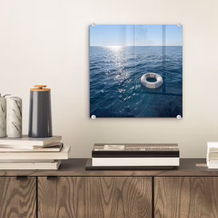 Glas schilderij - Oceaan - Zwemband - Horizon — 2