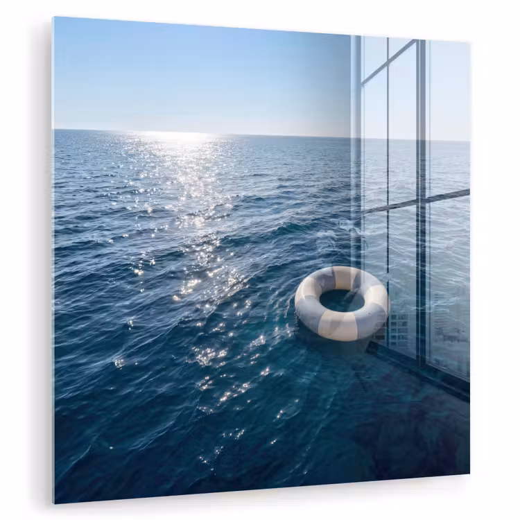 Glas schilderij - Oceaan - Zwemband - Horizon — 3