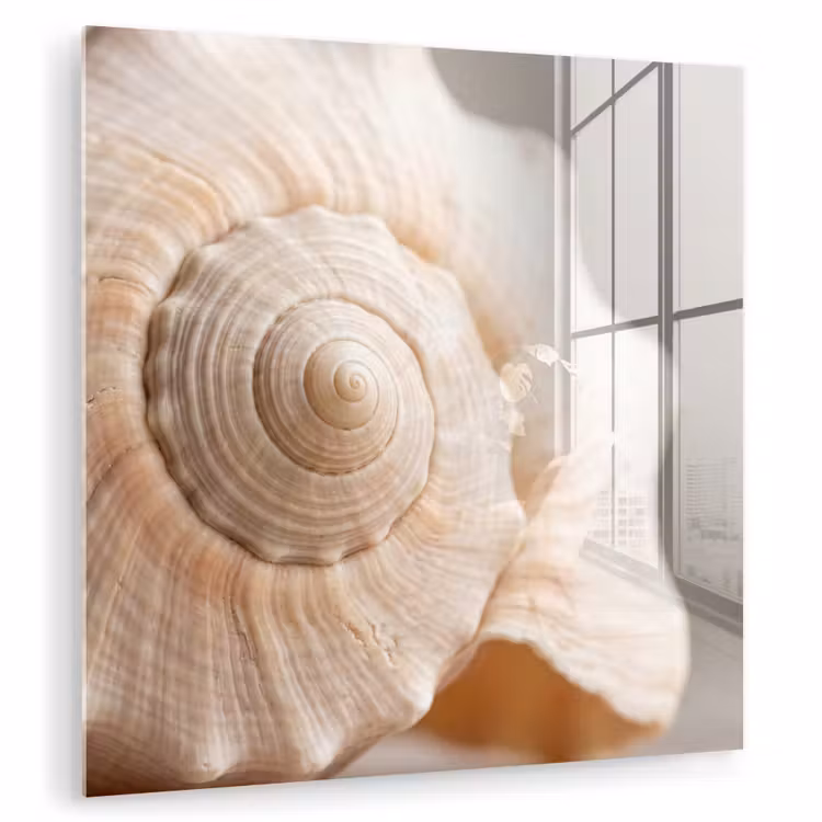 Glas schilderij - Schelp - Detail - Beige — 3