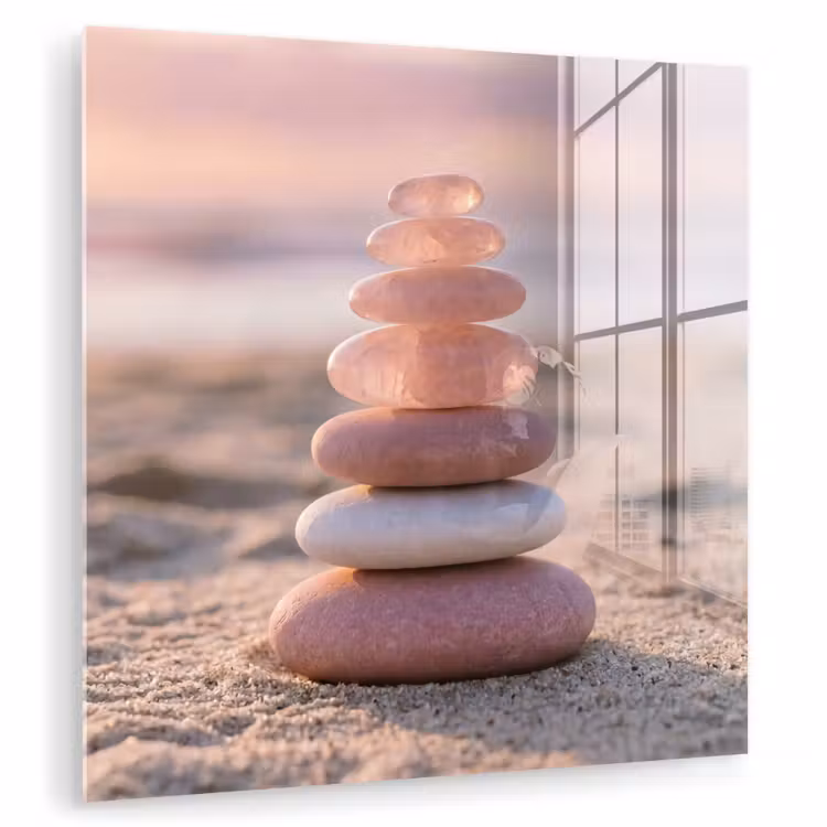Glas schilderij - Stenen - Zand - Roze — 3