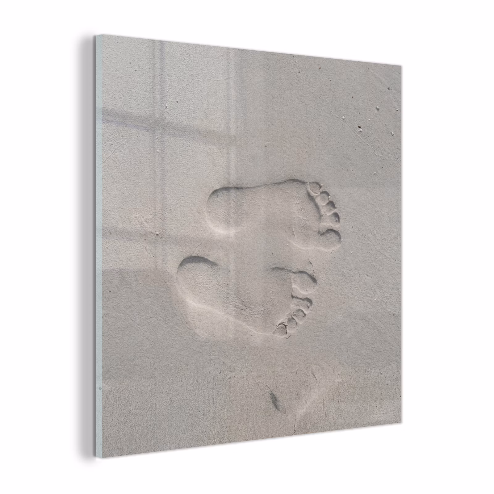Glas schilderij - Voeten - Afdrukken - Zand — 1