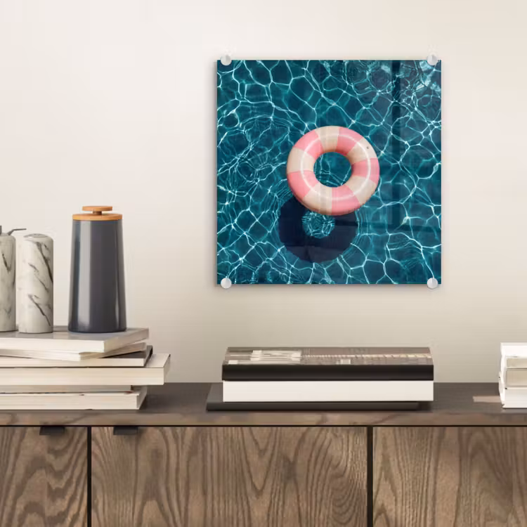 Glas schilderij - Drijvend - Zwemband - Water — 2