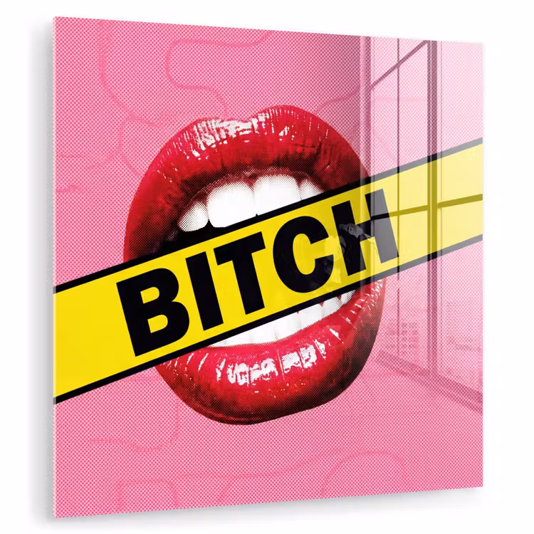 Glas schilderij - Lippen - Tekst - Kleurrijk — 3