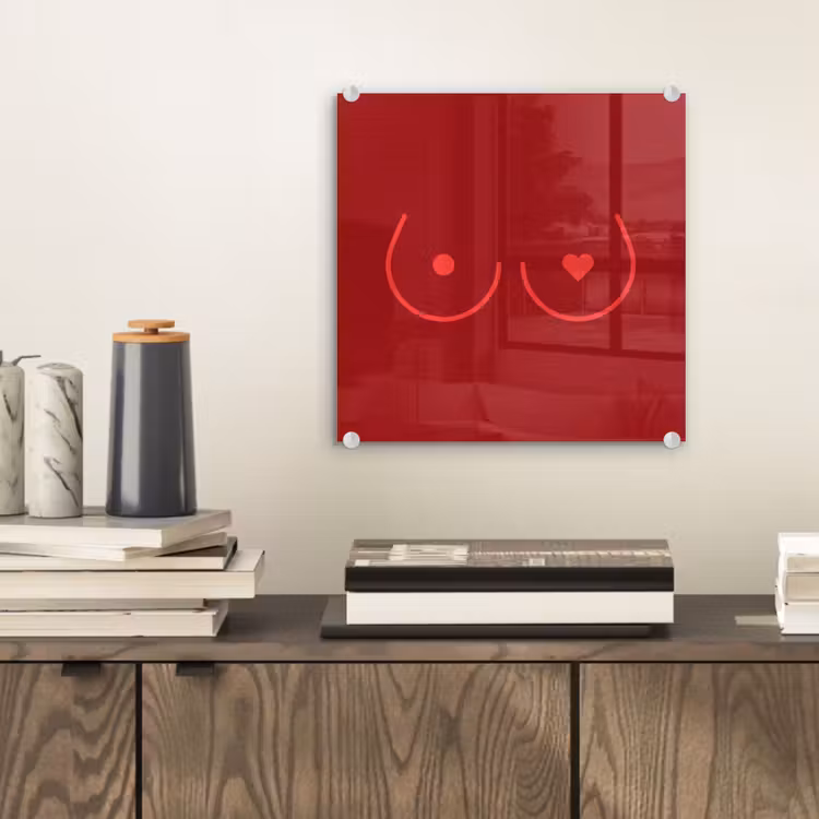 Glas schilderij - Minimalistisch - Lijnillustratie - Rood — 2