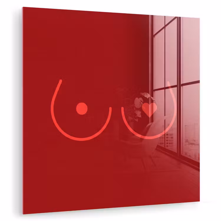 Glas schilderij - Minimalistisch - Lijnillustratie - Rood — 3