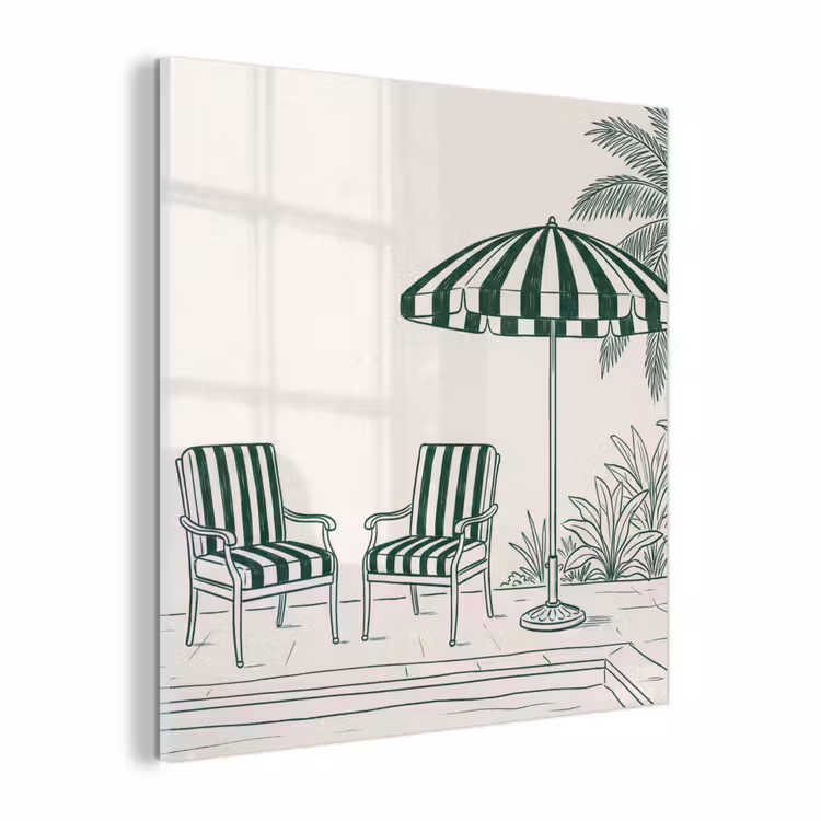 Glas schilderij - Terras - Illustratie - Groen — 1