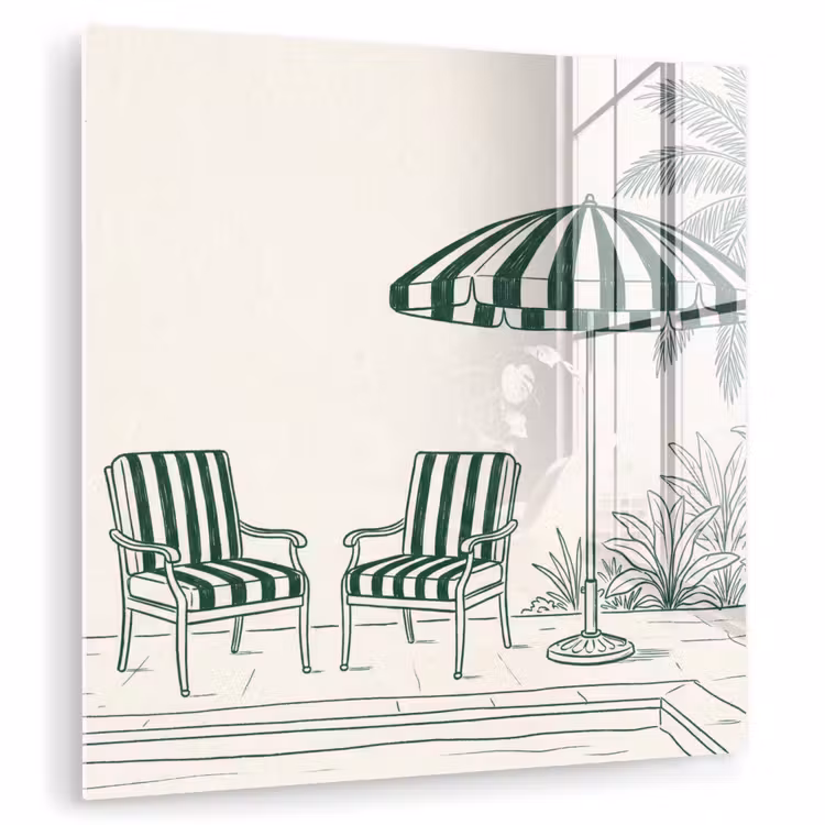 Glas schilderij - Terras - Illustratie - Groen — 3