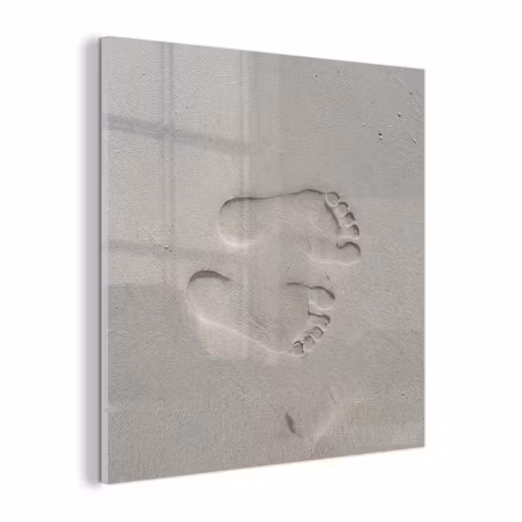 Glas schilderij - Voeten - Afdrukken - Zand — 1