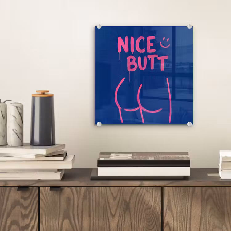 Glas schilderij - Brutaal - Grappig - Blauw — 2