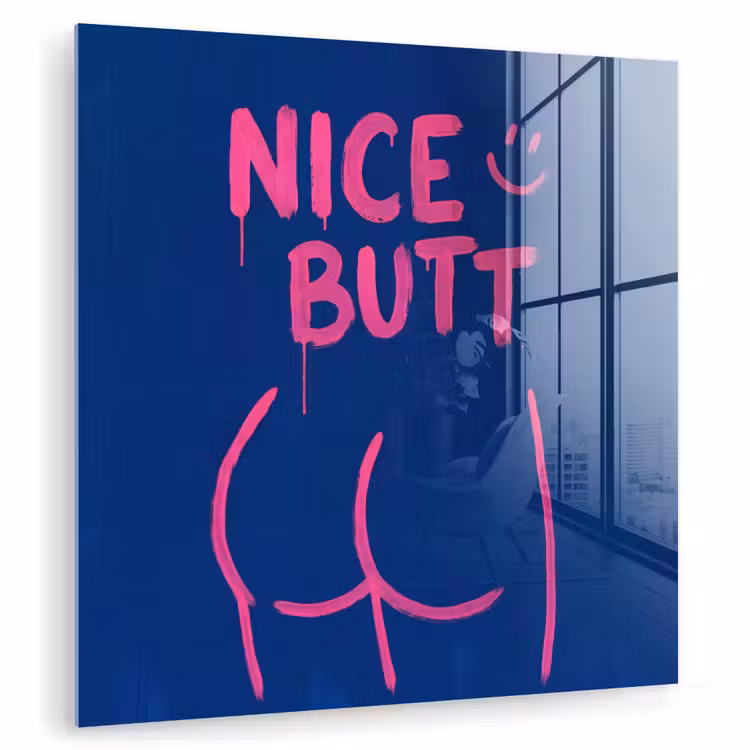 Glas schilderij - Brutaal - Grappig - Blauw — 3