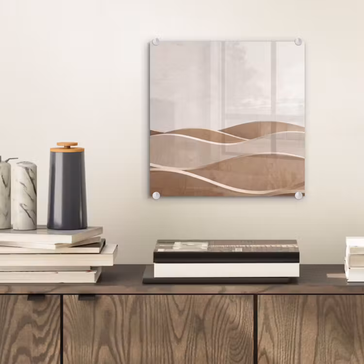 Glas schilderij - Abstract - Golven - Modern - Beige — 2