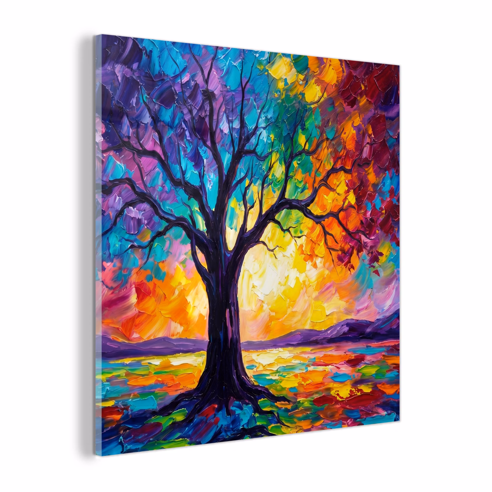 Glas schilderij - Boom - Landschap - Natuur - Abstract - Kleurrijk — 1