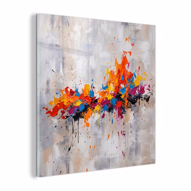 Glas schilderij - Abstract - Schilderij - Kleurrijk - Dynamisch — 1