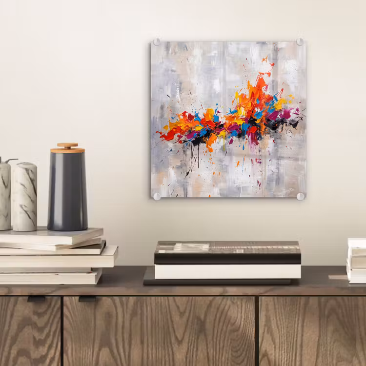 Glas schilderij - Abstract - Schilderij - Kleurrijk - Dynamisch — 2